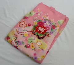 お宮参り　一つ身着物、長襦袢セット　女の子　サーモンピンク　金彩加工 お宮参り 一つ身着物、長襦袢セット 女の子 サーモンピンク 金彩加工