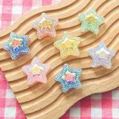 【734】100個 デコパーツ ミニチュア 星 キラキラ ミックス まとめ売り