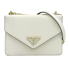 プラダ PRADA ショルダーバッグ チェーンショルダー サフィアーノ レザー ホワイト 1BD200 中古 新入荷 OB2664