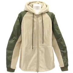 モンクレール MONCLER アウター マグリア カーディガン フェイクファー ナイロン ベージュ×カーキ XXXL シルバー金具 ボア ジャケット ブルゾン ジップ パーカー 白  G20918G00014【中古】