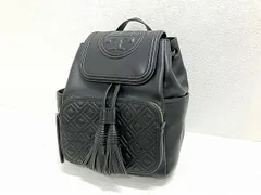 トリーバーチ TORY BURCH ラムレザー 巾着型リュックサック 黒 美品 45143 やや小さめ タッセル 子羊革 デイパック かばん ☆AA★