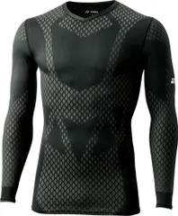 ヨネックス YONEX Vネック長袖シャツ STB-A1017 着圧 コンプレッション アスリートモデル 高機能アンダー インナー 練習 トレーニング 試合 大会 メンズ レディース  STBA1017 007 ブラック