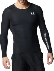 アンダーアーマー UNDER ARMOUR UA ヒートギアアーマー ロングスリーブシャツ ノベルティ メンズ 長袖 吸水速乾 伸縮性 4WAYストレッチ 抗菌防臭 メッシュ ジム トレーニング  1378352 001 BLACK