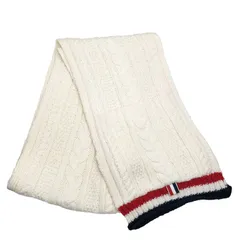 THOM BROWN トムブラウン トリコロール ポケット付き 編み込み マフラー MKS080A-00014100 ショール ホワイト ユニセックス ココマーク レディースのサムネイル