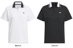 アディダス adidas ゴルフ ボックスシルエット ミニピケポロ レディース トップス ポロシャツ ゴルフウェア 半袖 ボタン 襟付き 通気性 動きやすさ ボタンダウン スポーツウェア  IKK54 IK9801 ホワイト