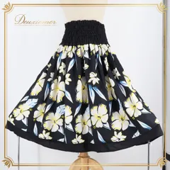 フラダンス 衣装 パウスカート ブラック系 ハイビスカス柄 ハワイアンプリント アロハ レッスン 練習 ハワイアン かわいい おしゃれ 上品 大人っぽい ホワイト系 イエロー系 ブルー系 黒 白 黄 水色 フラ ダンス スカート 大人 かわいい スカート