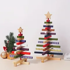 クリスマス クリスマスツリー 木製 インテリア 玄関 オーナメント 小屋 ガーデニング 階段 小物 雑貨 北欧 置物 屋内 おしゃれ 幾何学模様 クラシックスタイル 芸術的 ホームデコレーション プレゼント クリスマス 感謝祭 ホリデーデコレーション カラフル