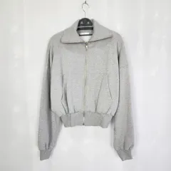 0402 BBOO グレー クロップド 起毛 ジップアップ ジャケット フリーサイズ