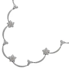 2ct/フラワーモチーフ･ダイヤモンド ネックレス･ペンダント/K18WG/750-12.3g/ホワイトゴールド/プレゼント/記念日【♀】【S】【レディース】★■590562【中古】