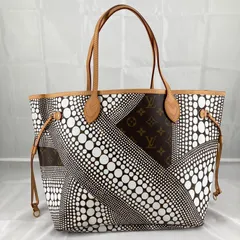 LOUIS VUITTON(ルイヴィトン)　草間彌生コラボ　ネヴァーフルMM　モノグラムウェーブ　トートバッグ　M40684　ブラウン/ホワイト