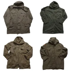 古着卸 まとめ売り 実物・民間MIX 無地 モッズコート ユーロミリタリー 4枚セット (メンズ ) ドイツ軍 フーディー 中古 古着 NC7497
