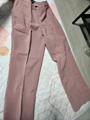 ピンク色 レディース スラックス ズボン 起毛 裏地 융털