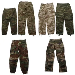 古着卸 まとめ売り 実物・民間MIX カモ柄MIX フィールドパンツ ユーロミリタリー 6枚セット (メンズ ) デザートカモ カーゴ 中古 NC7616