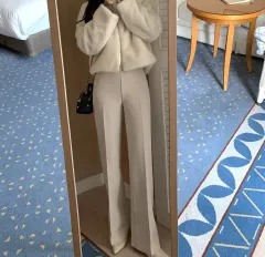 新品 삐뽕お姉さん 裏地起毛 スラックス (アイボリー S)