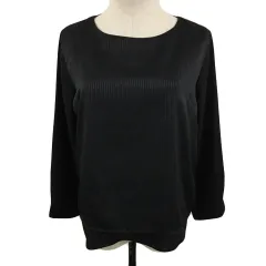 コムサイズム COMME CA ISM ブラウス カットソー プルオーバー ラウンドネック レイヤード ストライプ 長袖 9 黒 ブラック