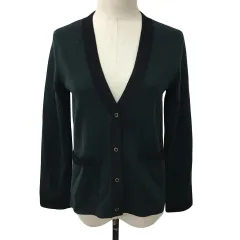 ユナイテッドアローズ UNITED ARROWS カーディガン ニット Vネック ウール 長袖 緑 黒 グリーン ブラック