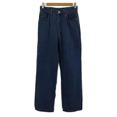 サムシング something パンツ デニム ジーンズ ストレート ロング ジップフライ 無地 30 青 ブルー