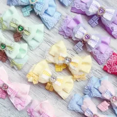 チョコレート　ヘアクリップ　ふわふわ　チェック