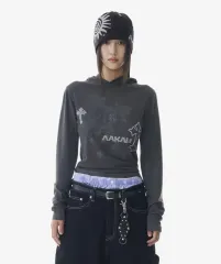 AAKAM スtunned クロス ロング スリーブ Dark Gray 2