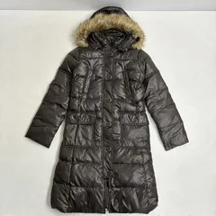 ◆ GAP ギャップ ダウンジャケット 00s コート ロング丈 アウター フェザー フード取り外し可 ダブルジップ 古着 ブラウン サイズS レディース 0.86kg