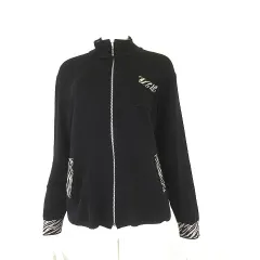 ROYAL VERDY ロイヤルベルディー カーディガン ニット ゼブラ柄 切替 ウール ジップアップ 長袖 M-L 黒 ブラック ベージュ