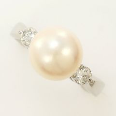 19/美品 ミキモト Pt950 真珠 パール約8.7㎜珠 ダイヤ リング 指輪 