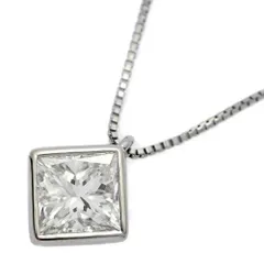 0.615ct/スクエアシェイプ ダイヤモンド ネックレス･ペンダント/Pt900-Pt850-2.1g/プラチナ/プレゼント/記念日【♀】【S】【レディース】★■589195【中古】
