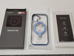 ★CASEKOO iPhone 17 用ケース クリア 耐黄変 横縦両立 角度自在 MagSafe対応 米軍規格保護 耐衝撃 最大25W急速充電対応 フィット感  いphone17用ケース 6.3インチ「MagicStand Pro Kori」(ブルー)