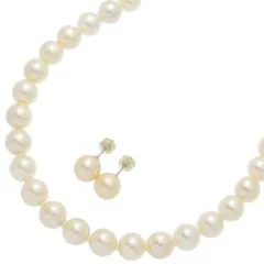Φ8.5-9.0mm 連ネックレス×ピアスセット･アコヤ真珠/Japan Pearl/養殖真珠･真珠 パール ジュエリーセット/Silver/銀製-46.4g【♀】【A】【レディース】★■589210【中古】