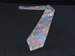 ■新品同様■ Burberrys バーバリーズ シルク100% ペイズリー柄 ネクタイ ビジネス 紳士 メンズ ブルー系×マルチカラー FN6329