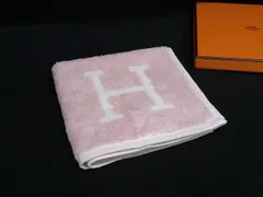 ■新品■未使用■ HERMES エルメス アヴァロン コットン100％ ハンカチ ハンカチーフ レディース ピンク系×アイボリー系 FP6385