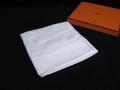 ■新品■未使用■ HERMES エルメス コットン100％ ハンカチ ハンカチーフ レディース メンズ ホワイト系 FP6392