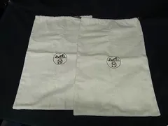 ■美品■ HERMES エルメス 約36cm×約57cm キャンバス ヘリンボーン 靴用 シューズ用 保存袋 巾着袋 2点セット アイボリー系 FP7768