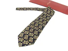 ■新品同様■ S.T.Dupont エス･テー･デュポン シルク100% 花柄 フラワー ネクタイ ビジネス 紳士 メンズ ネイビー系 FT1895のサムネイル