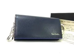 ■極美品■ Paul Smith ポールスミス レザー 4連 キーケース 鍵入れ メンズ ネイビー系 GB2082