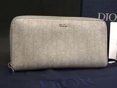■美品■ DIOR ディオール オブリーク ギャラクシー レザー  ラウンドファスナー 長財布 ウォレット メンズ グレー系 DB3130