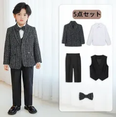 男の子フォーマルスーツ 5点セット ジャケット+ベスト+シャツ+パンツ+ボウタイ 子供服 キッズ 入園式 入学式 卒業式 演出 冠婚葬祭