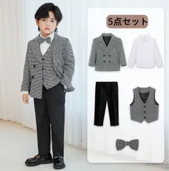 男の子フォーマルスーツ 5点セット ジャケット+ベスト+シャツ+パンツ+ボウタイ 子供服 キッズ 入園式 入学式 卒業式 演出 冠婚葬祭
