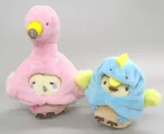 【中古】ぬいぐるみ すずめ(オウム)＆ふくろう(フラミンゴ) てのりぬいぐるみセット 「すみっコぐらし」 すみっコアニマルパーク すみっコぐらしコレクション POP UP SHOP限定