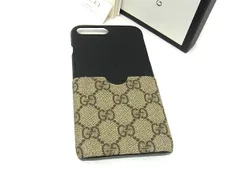 ■美品■ GUCCI グッチ GG柄 PVC×レザー iPhone7plus/8plus 対応 アイフォンケース メンズ レディース ブラウン系 FP8441