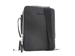 ■新品同様■ LACOSTE ラコステ PVC×レザー クロスボディ ショルダーバッグ 斜め掛けかばん メンズ レディース ブラック系 FU6836