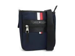■極美品■ TOMMY HILFIGER トミーヒルフィガー キャンバス×レザー クロスボディ ショルダーバッグ ネイビー系×ブラック系 FU6840