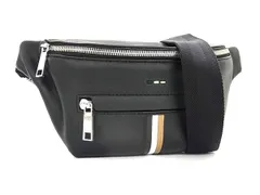 ■新品同様■ HUGO BOSS ヒューゴボス レザー クロスボディ ウエストバッグ ウエストポーチ ボディバッグ ブラック系 FU6804のサムネイル