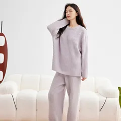  レディースパジャマ  ルームウェア  寝巻き 長袖 秋冬 部屋着 肌触り厚手 暖かい モコモコ 上下セット