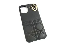 ChristianDior ディオール レディディオール カナージュ レザー iPhone12ProMax 対応 アイフォンケース ブラック系 GD0248
