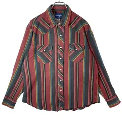 ラングラーWrangler長袖ウエスタンシャツストライプシャツ好配色マルチカラー赤レッド黒ブラック黄色イエロー青ブルー白ホワイトスナップボタンショルダーヨークy2kアメカジレトログランパコアゆるダボオーバーサイズvintageヴィンテージ51016