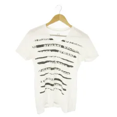アルマーニエクスチェンジ A/X ARMANI EXCHANGE 半袖Tシャツ Vネック プリント ロゴ S 白 ホワイト /AO19 ■GY17