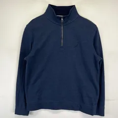 古着 ノーティカ NAUTICA スウェット ハーフジップ プルオーバー ワンポイントロゴ刺繍 トレーナー  M  ネイビー メンズ