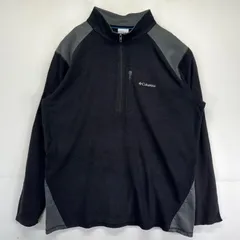 古着 コロンビア Columbia フリースジャケット 大きいサイズ ハーフジップ プルオーバー ワンポイントロゴ アウトドア XL  ブラック メンズ