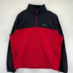 古着 コロンビア Columbia フリースジャケット 大きいサイズ フルジップ ツートン ワンポイントロゴ刺繍 アウトドア 2XL  ブラック メンズ